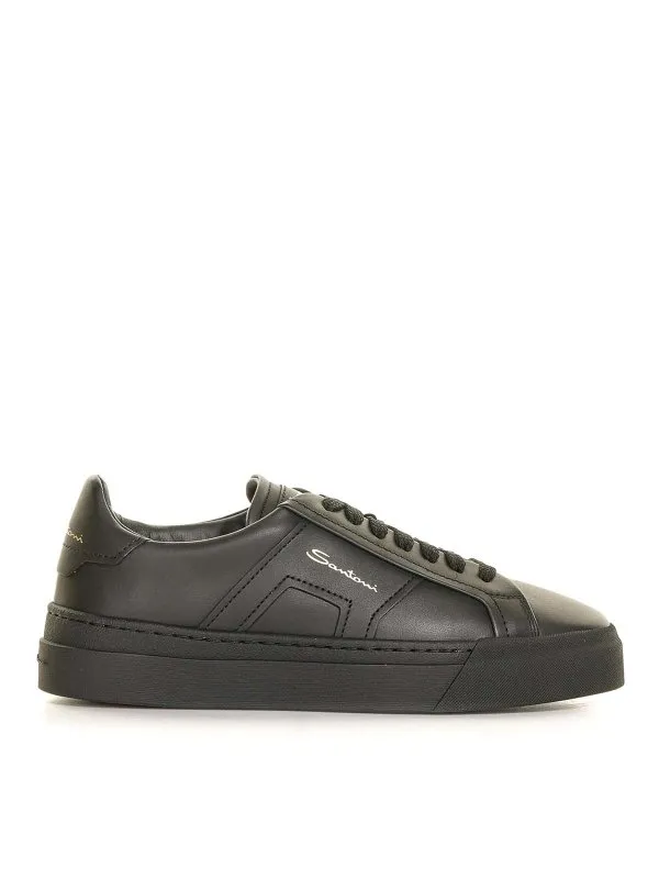 Santoni Double Buckle Leather Sneaker