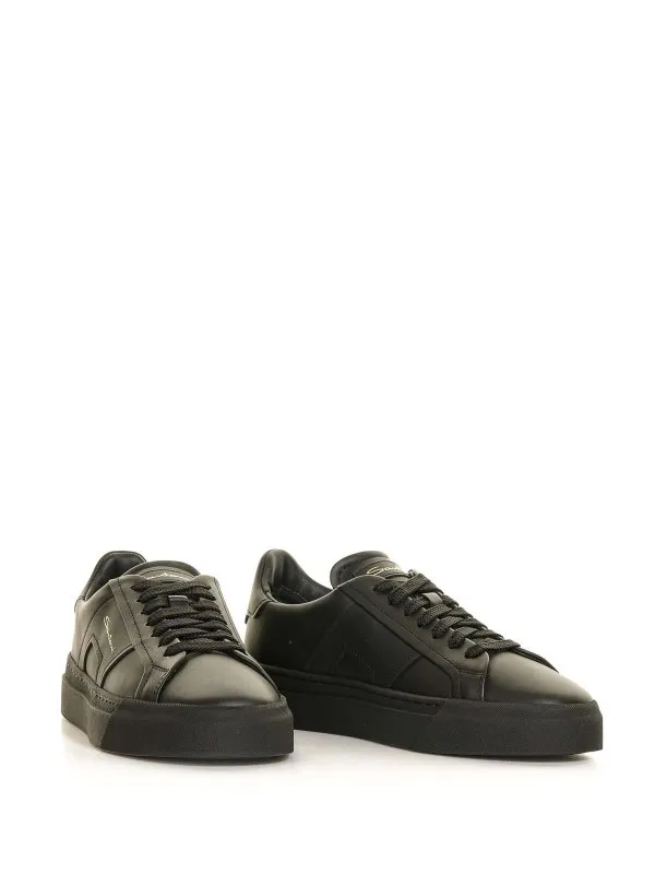 Santoni Double Buckle Leather Sneaker