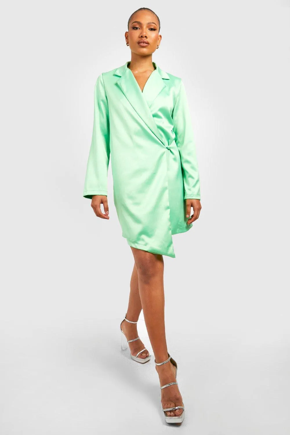 Satin Wrap Blazer Dress