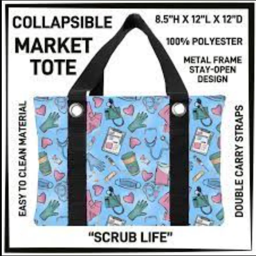 Scrub Life Collapsible Market Tote