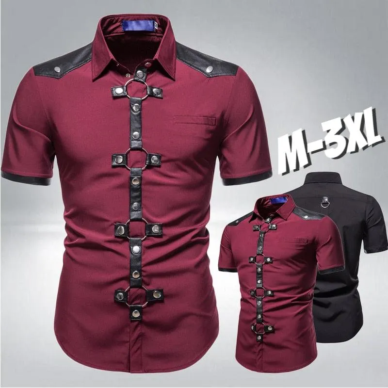 Short Sleeve Gothic Rivet Shirt - Stylish and Unique Design