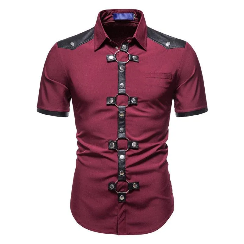 Short Sleeve Gothic Rivet Shirt - Stylish and Unique Design