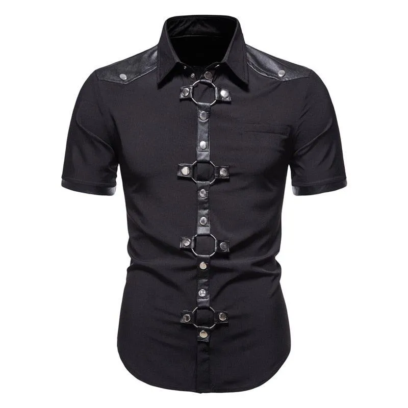 Short Sleeve Gothic Rivet Shirt - Stylish and Unique Design