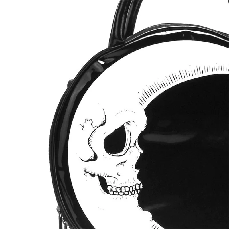 SKELLY MOON ROUND GOTH HANDBAG