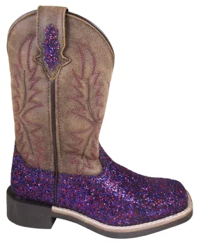 Smoky Mountain Children Girls Ariel Brown/Purple Leather Cowboy Boots 3D