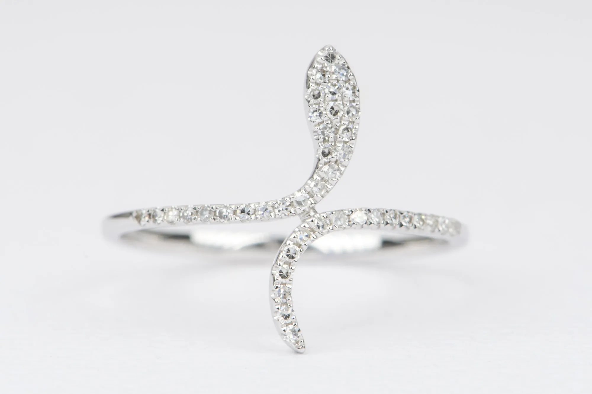 Snake Diamond Pave Ring 14K White Gold AD1191