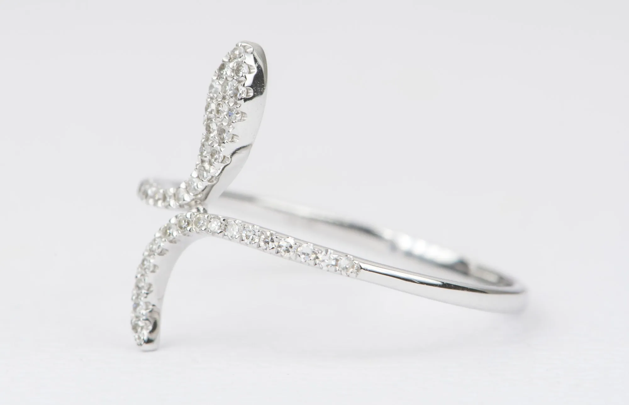 Snake Diamond Pave Ring 14K White Gold AD1191