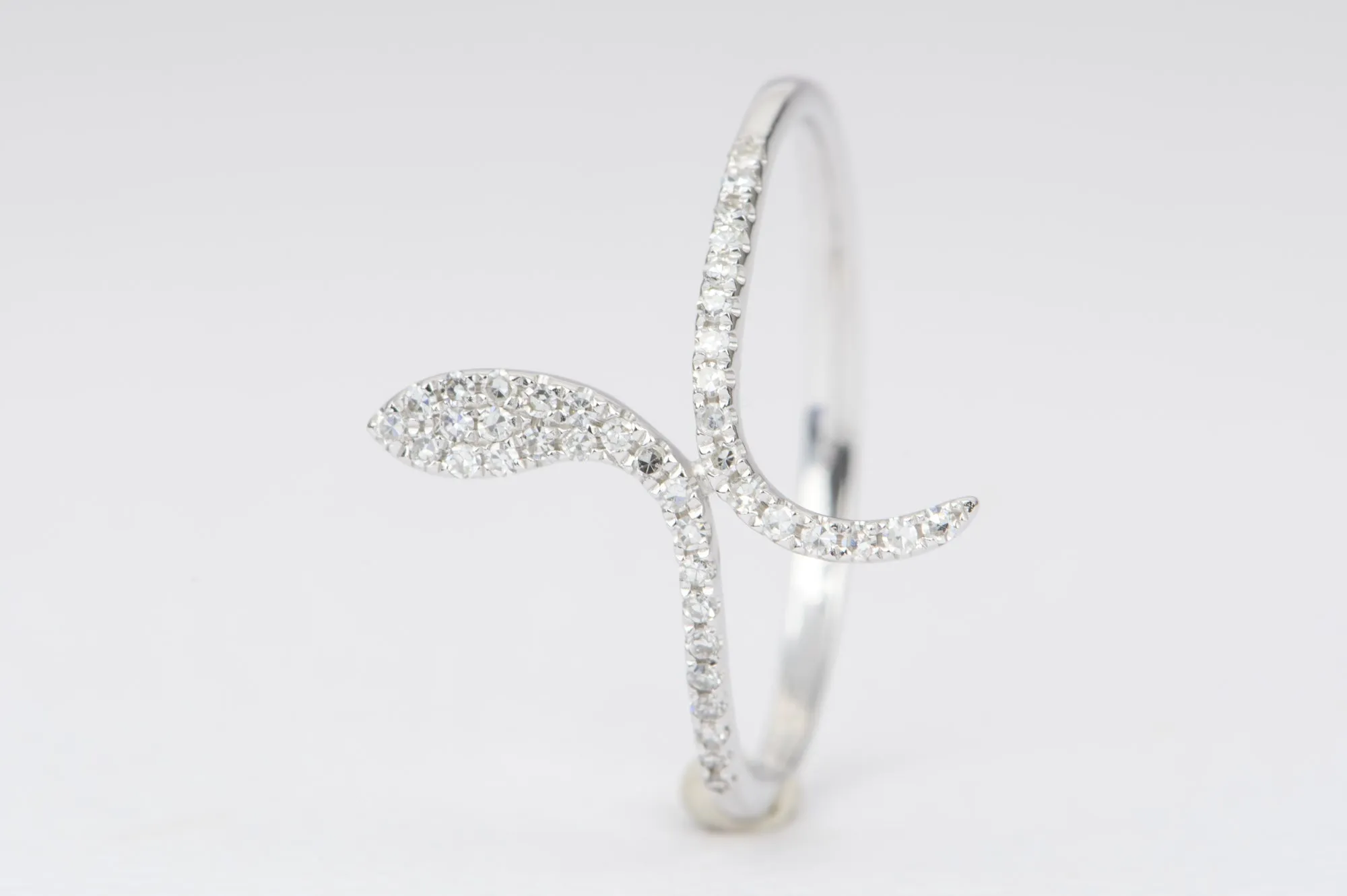 Snake Diamond Pave Ring 14K White Gold AD1191