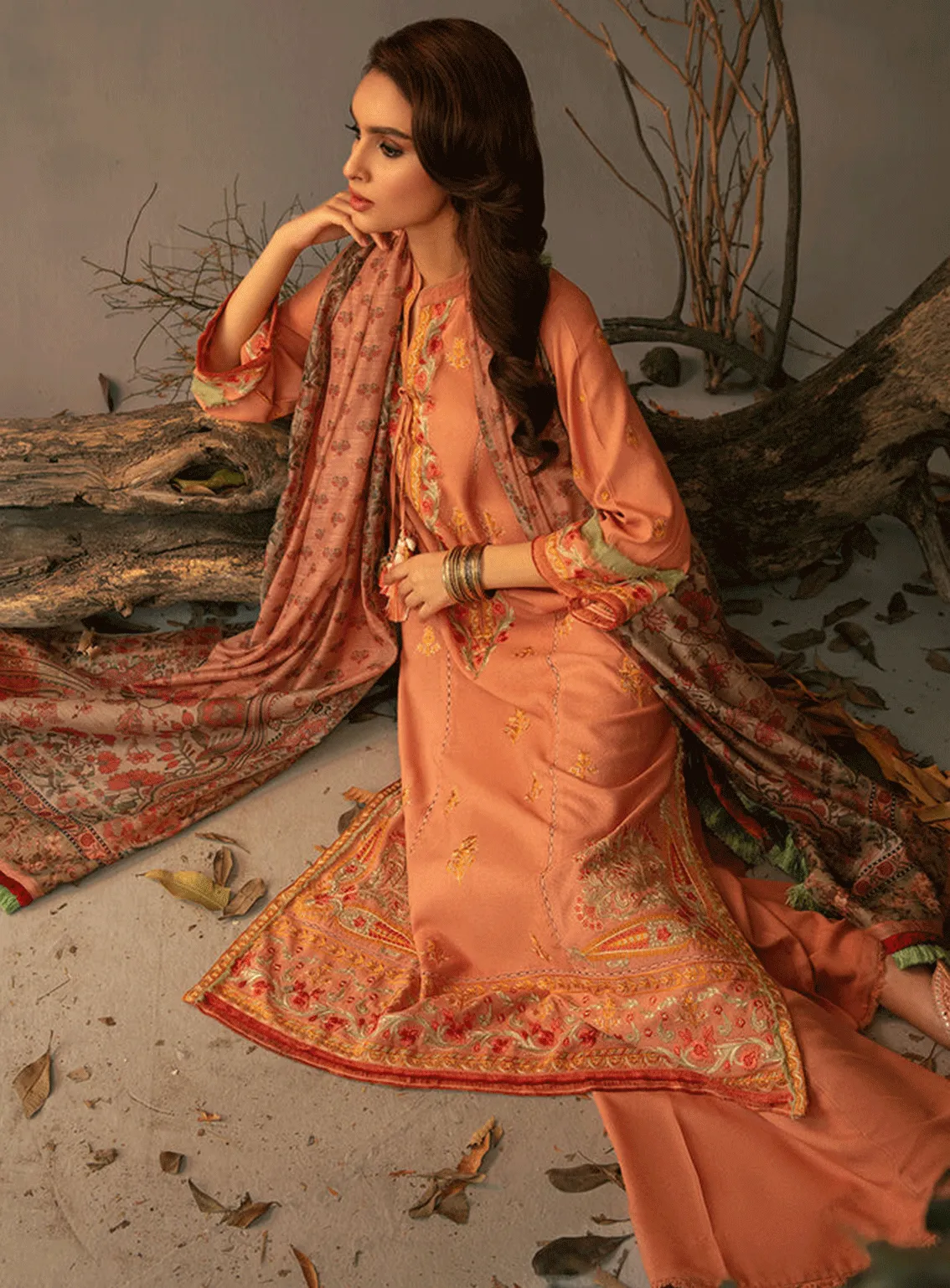 Sobia Nazir Embroidered Karandi Unstitched 3 Piece Suit - SN23AW 2B