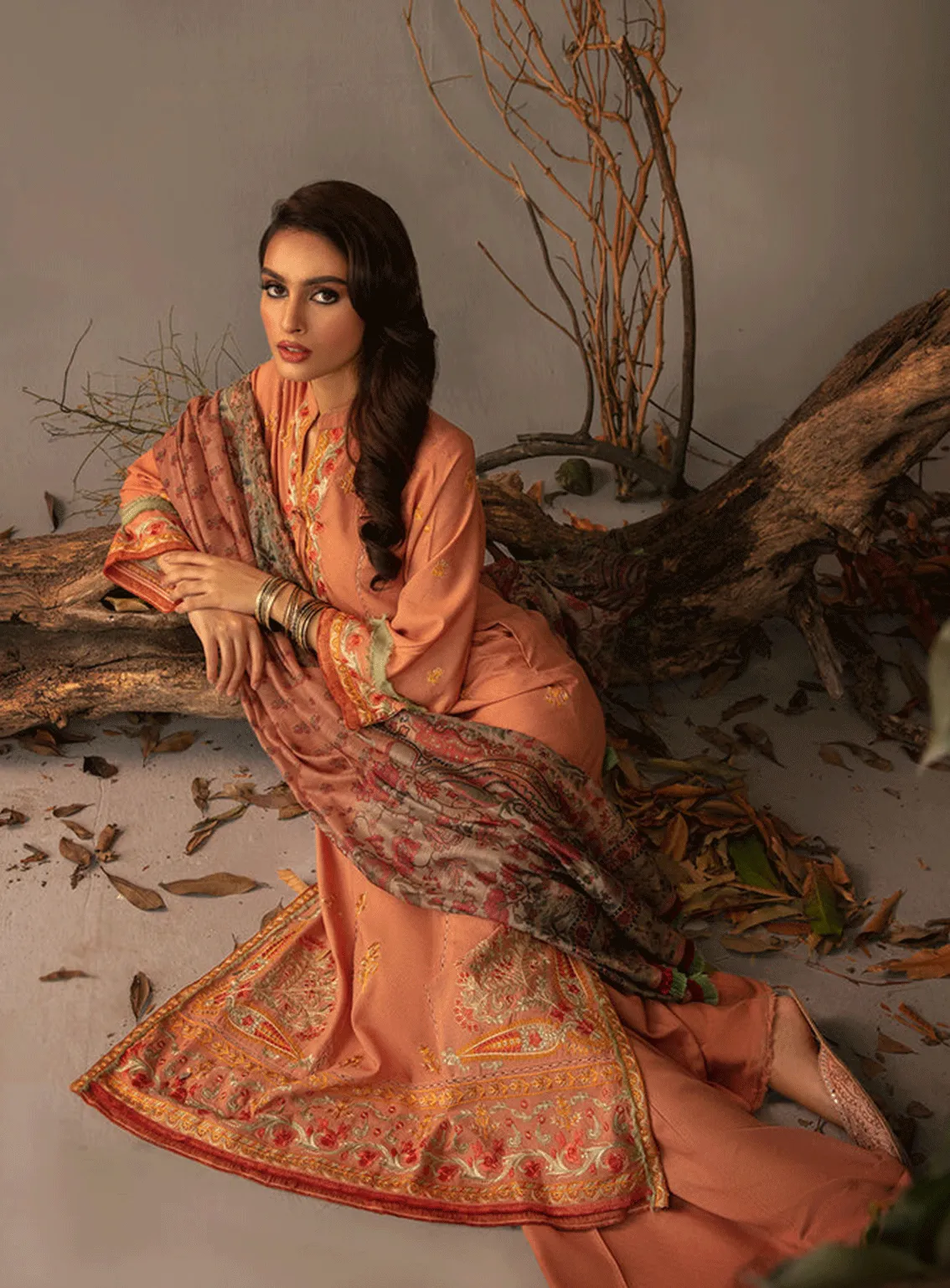 Sobia Nazir Embroidered Karandi Unstitched 3 Piece Suit - SN23AW 2B