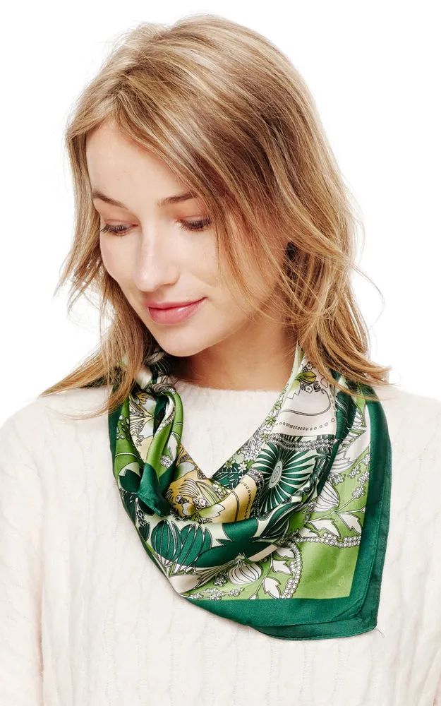 SPSS2060 Floral Multi Printed Silky Bandana Scarf