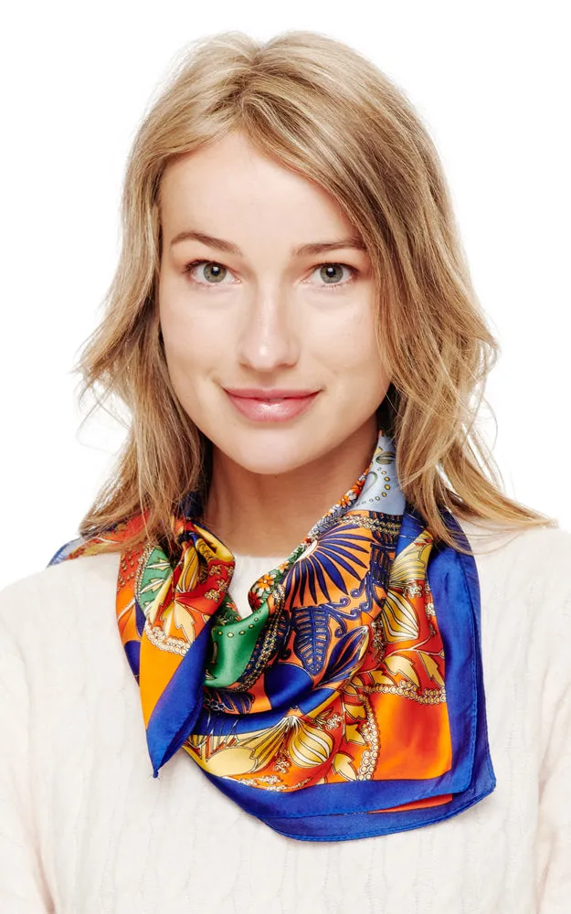 SPSS2060 Floral Multi Printed Silky Bandana Scarf