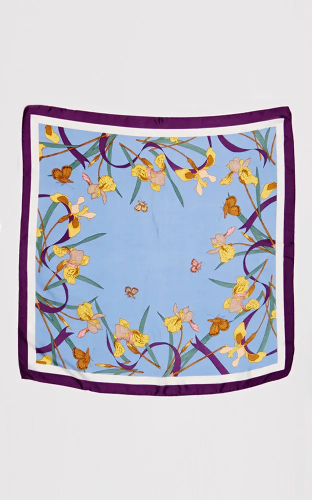 SPSS2505 Floral Multi Printed Silky Bandana Scarf