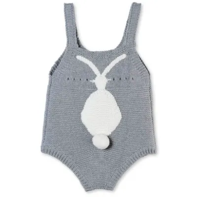 Stella McCartney Grey Cotton Bunny Romper: 12 Months