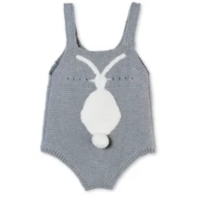 Stella McCartney Grey Cotton Bunny Romper: 12 Months