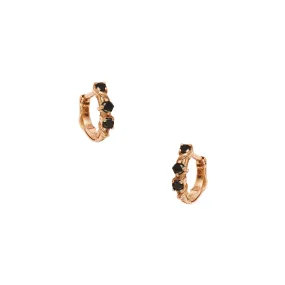 STUDDED THREE STONE VINE HOOPS, XS