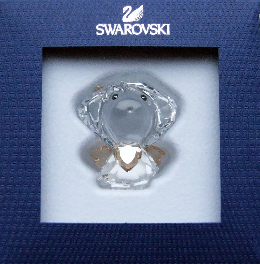 Swarovski Crystal Christmas Figurine ANGEL WITH GOLDEN HEART #5135868