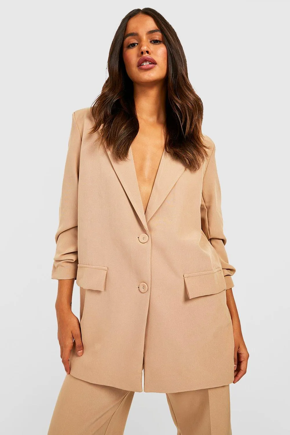 Tailored Ruched Sleeve Blazer