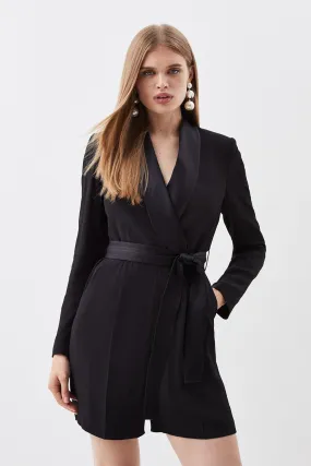 Tailored Tuxedo Wrap Playsuit | Karen Millen