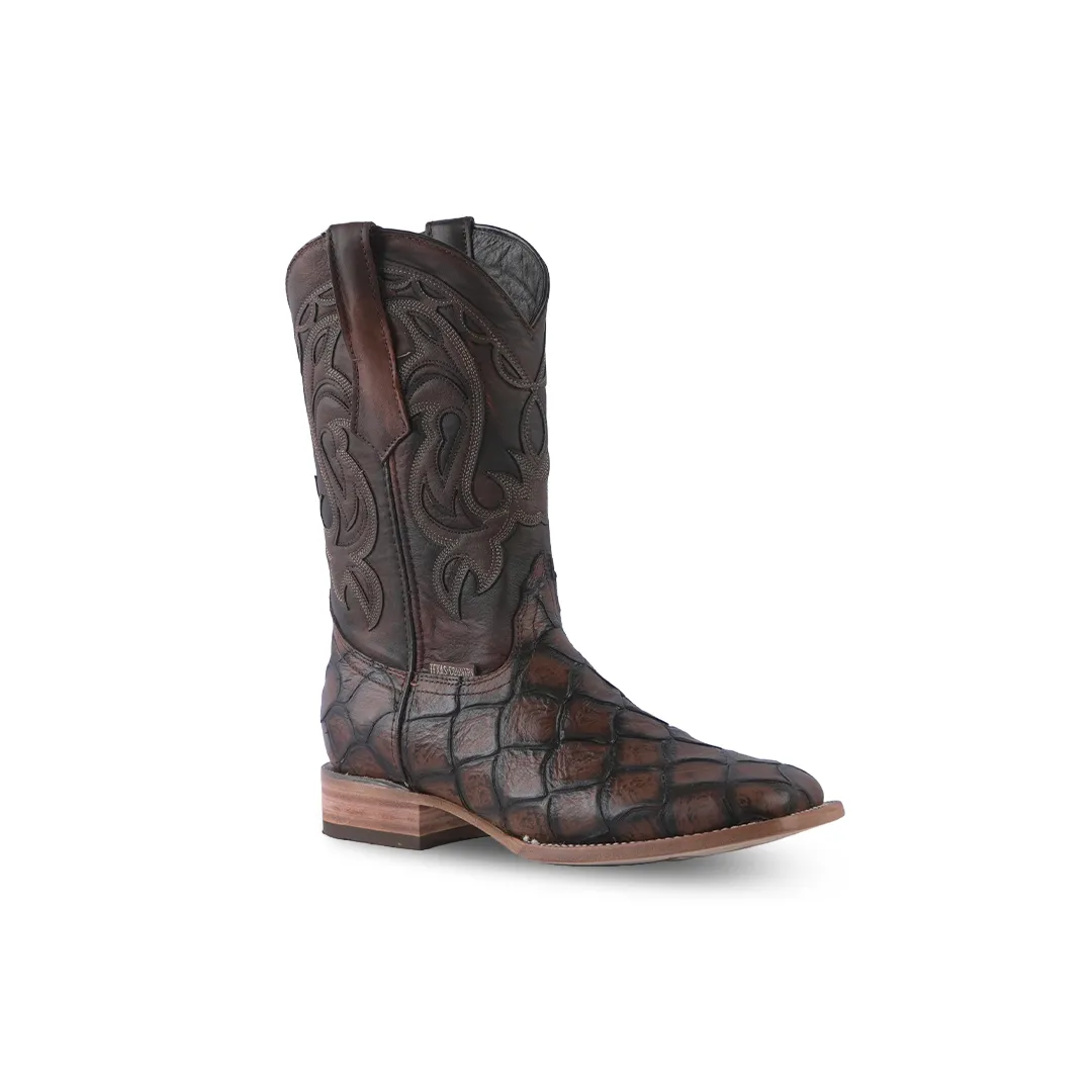 Texas Country Leather Boot Pez Piraru Cafe Square Toe E631