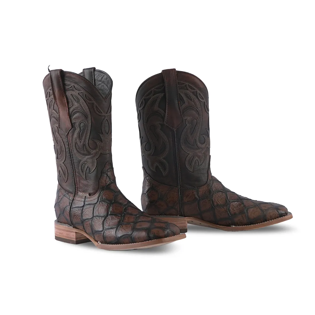 Texas Country Leather Boot Pez Piraru Cafe Square Toe E631