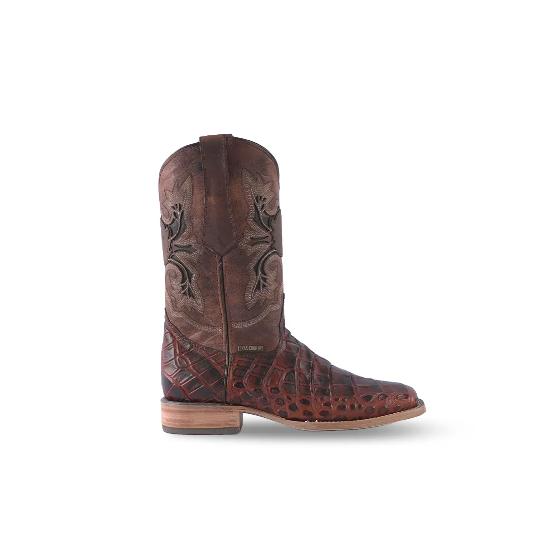 Texas Country Western Boot Munequeado Cognac Square Toe E658