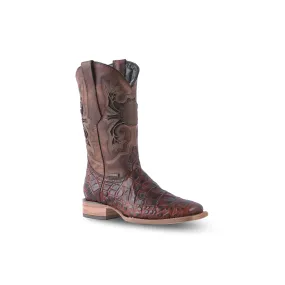 Texas Country Western Boot Munequeado Cognac Square Toe E658