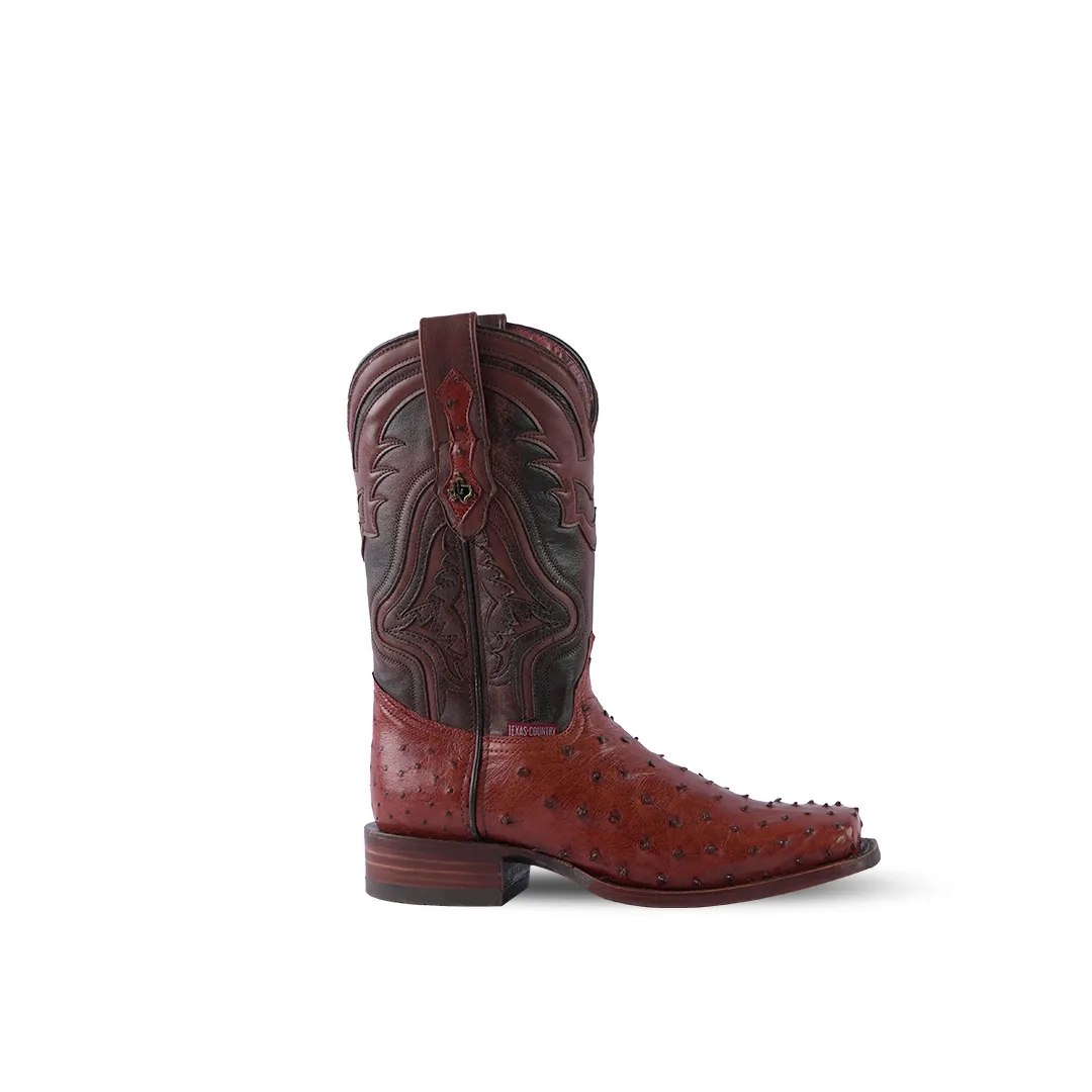 Texas Country Western Boot Ostrich Brandy CC AV90