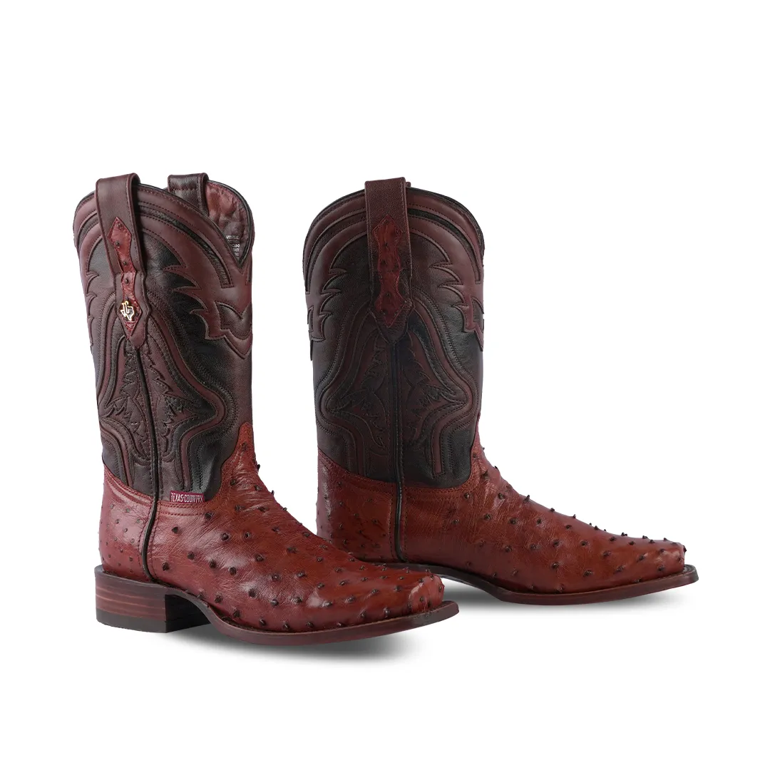 Texas Country Western Boot Ostrich Brandy CC AV90