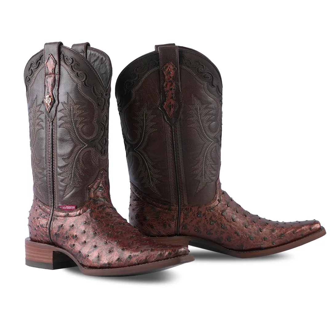 Texas Country Western Boot Ostrich Paris Verzy Toe AV160