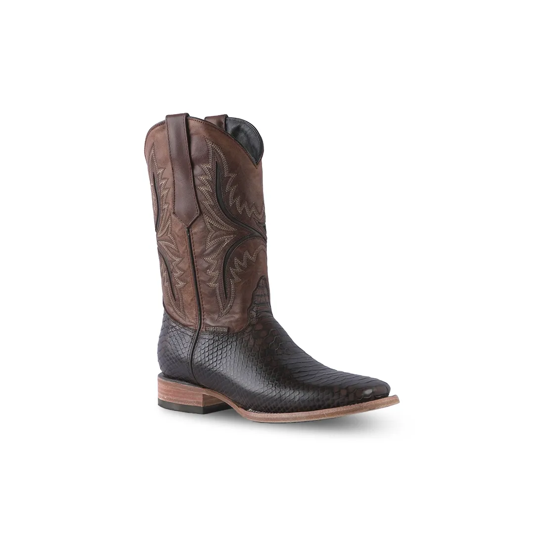 Texas Country Western Boot Python Print Musgo Cafe E594