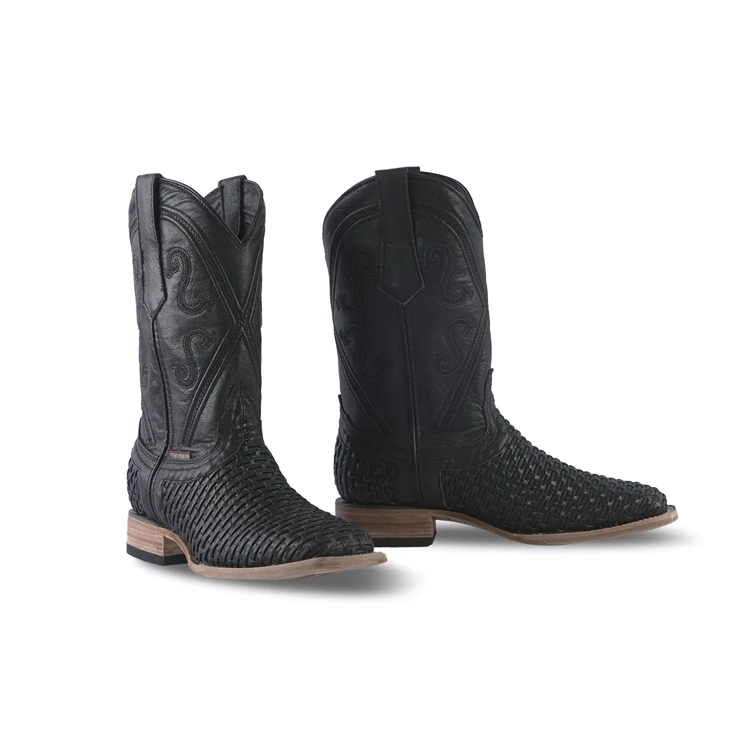 Texas Country Western Boot Rush Black Square Toe E633