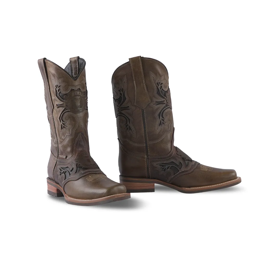 Texas Country Western Boot Savat Camel Rodeo Toe E644