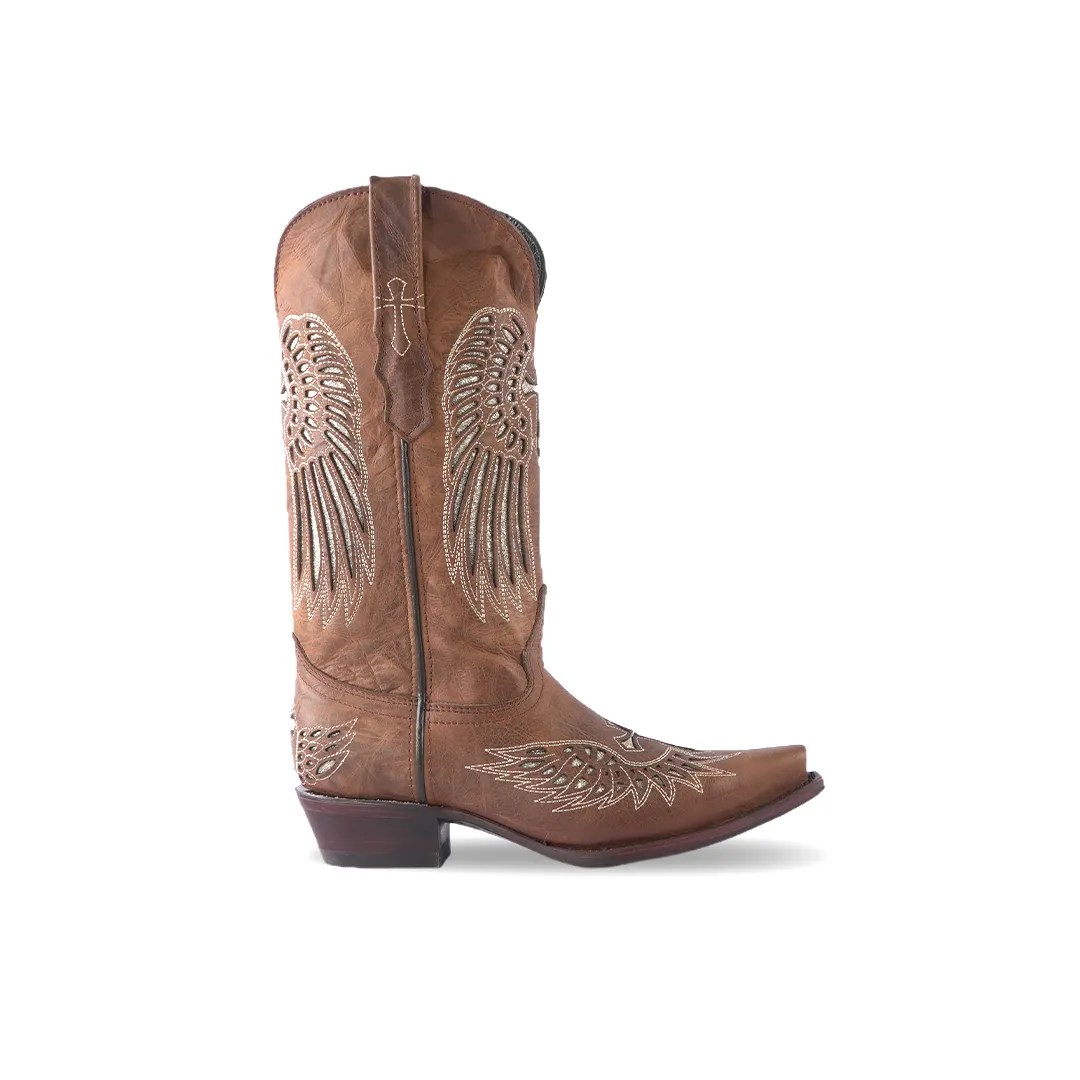 Texas Country Women's Western Boot Cedro Camel Retro Toe E324