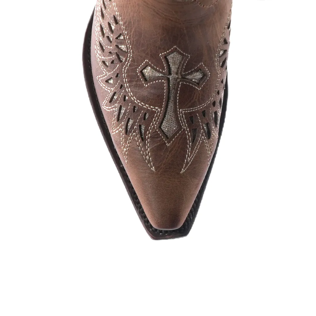 Texas Country Women's Western Boot Cedro Camel Retro Toe E324