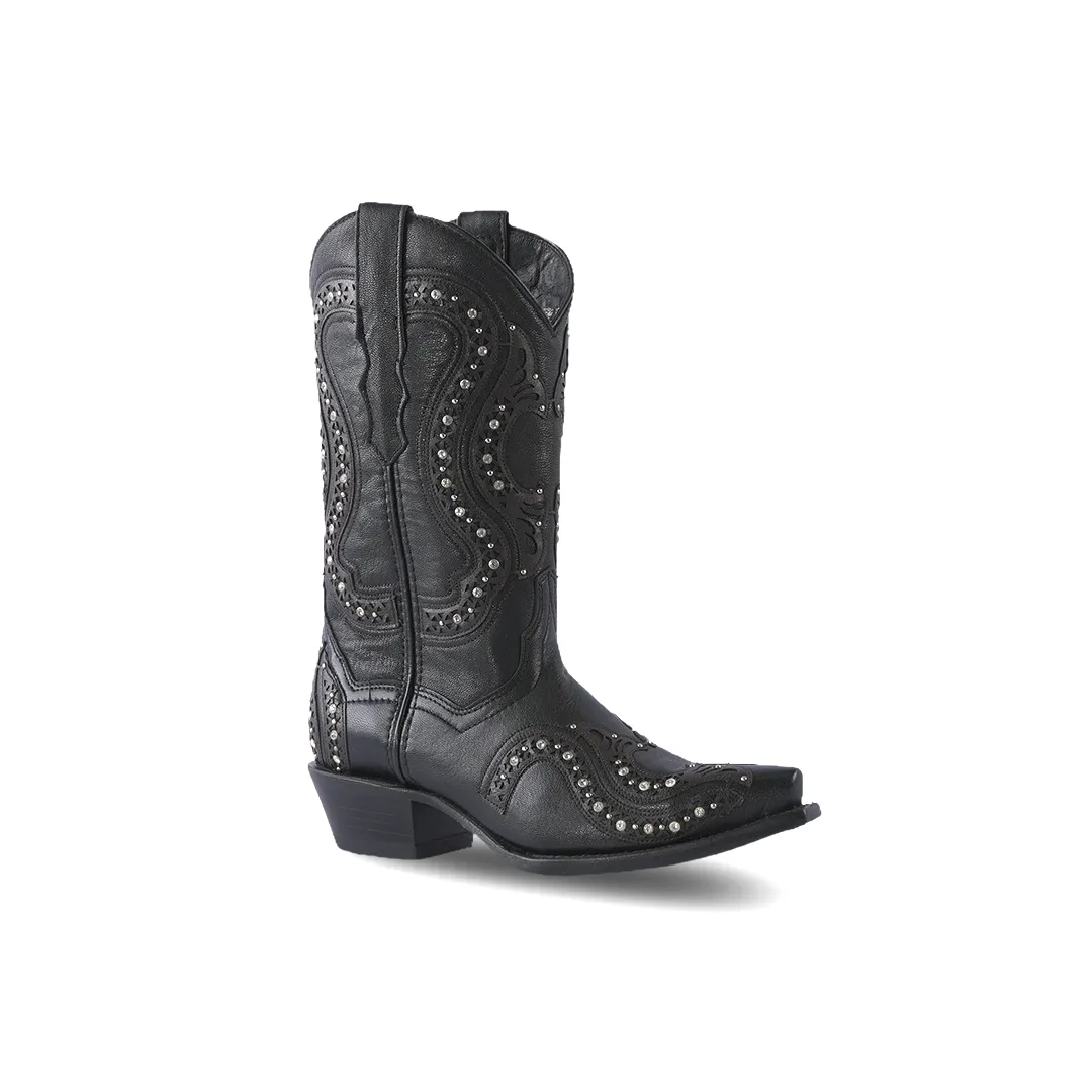 Texas Country Womens Western Boot Rush Black Love Cristal E717 -1