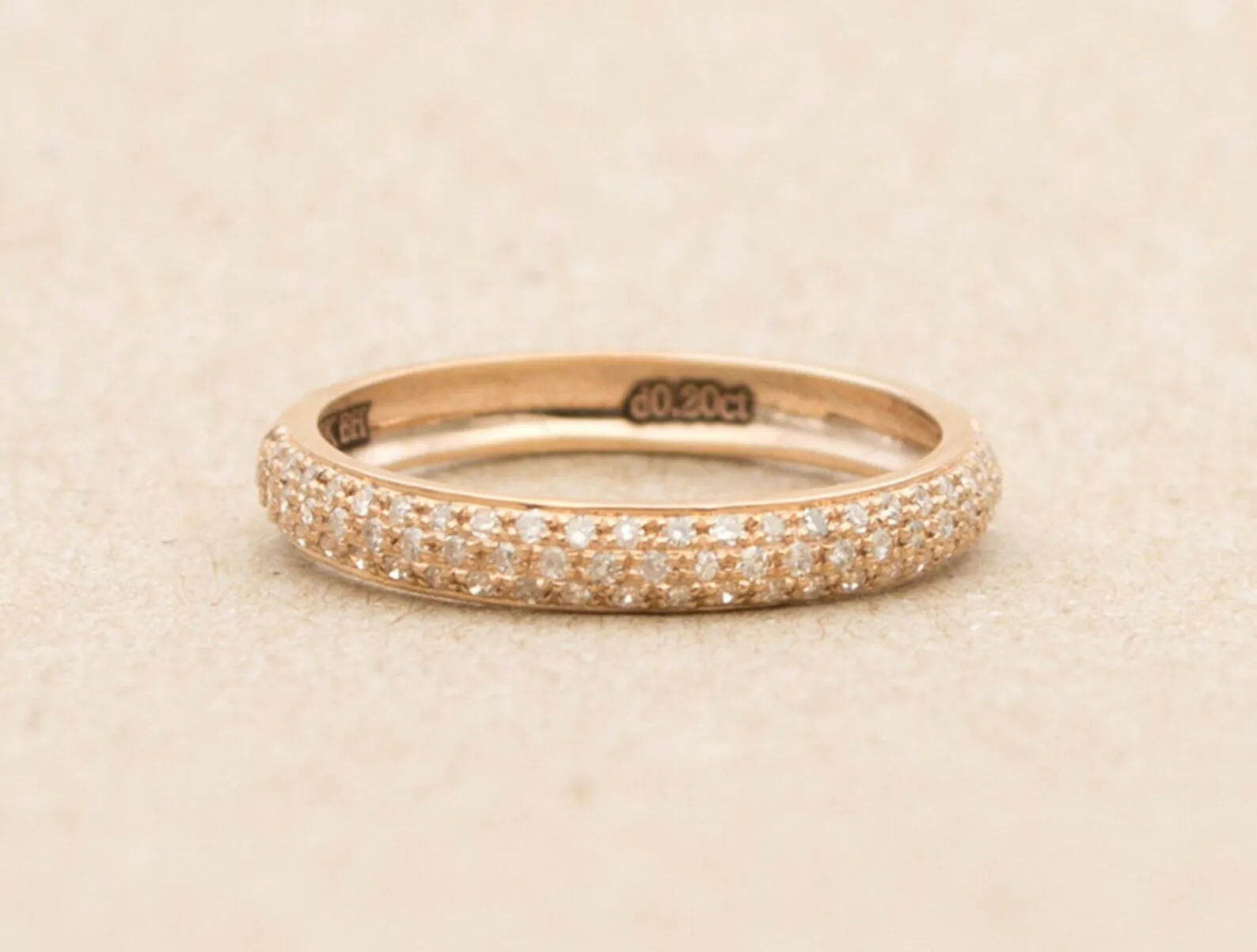 Triple-Row Diamond Pave Wedding Band 18K Gold AD1164