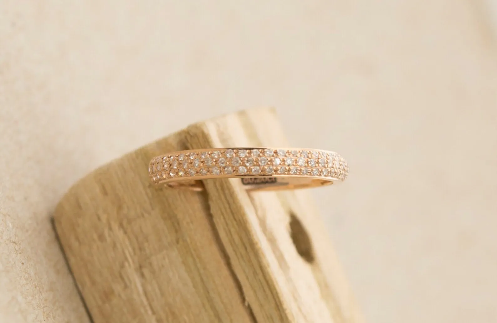 Triple-Row Diamond Pave Wedding Band 18K Gold AD1164