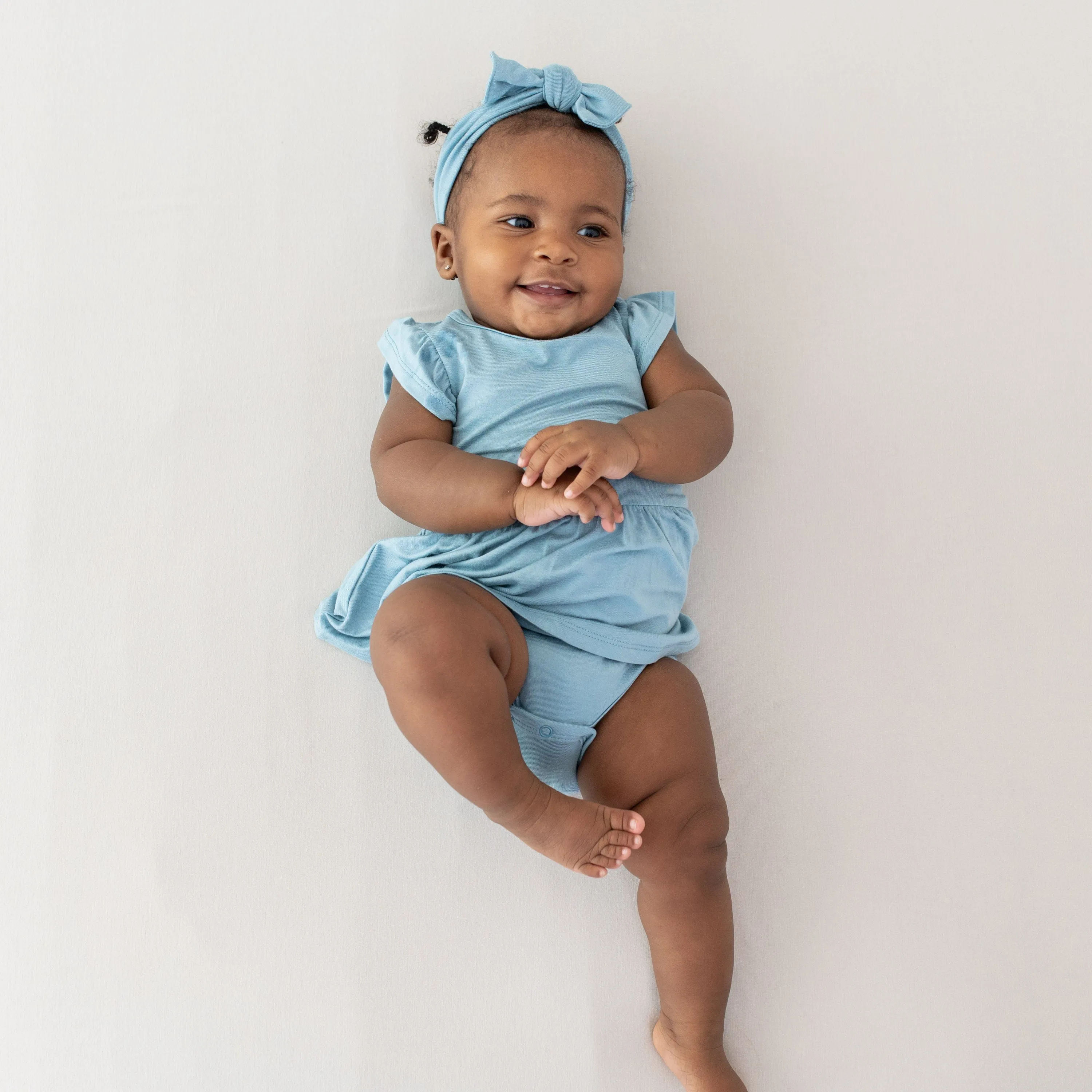 Twirl Bodysuit Dress in Dusty Blue