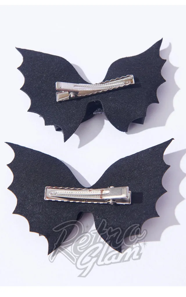 Unique Vintage Bat Bow Mini Hair Clips Set