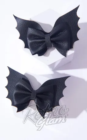 Unique Vintage Bat Bow Mini Hair Clips Set