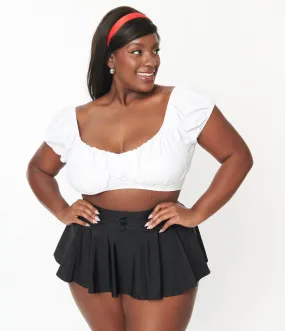 Unique Vintage Plus Size Black High Waist Swim Skirt