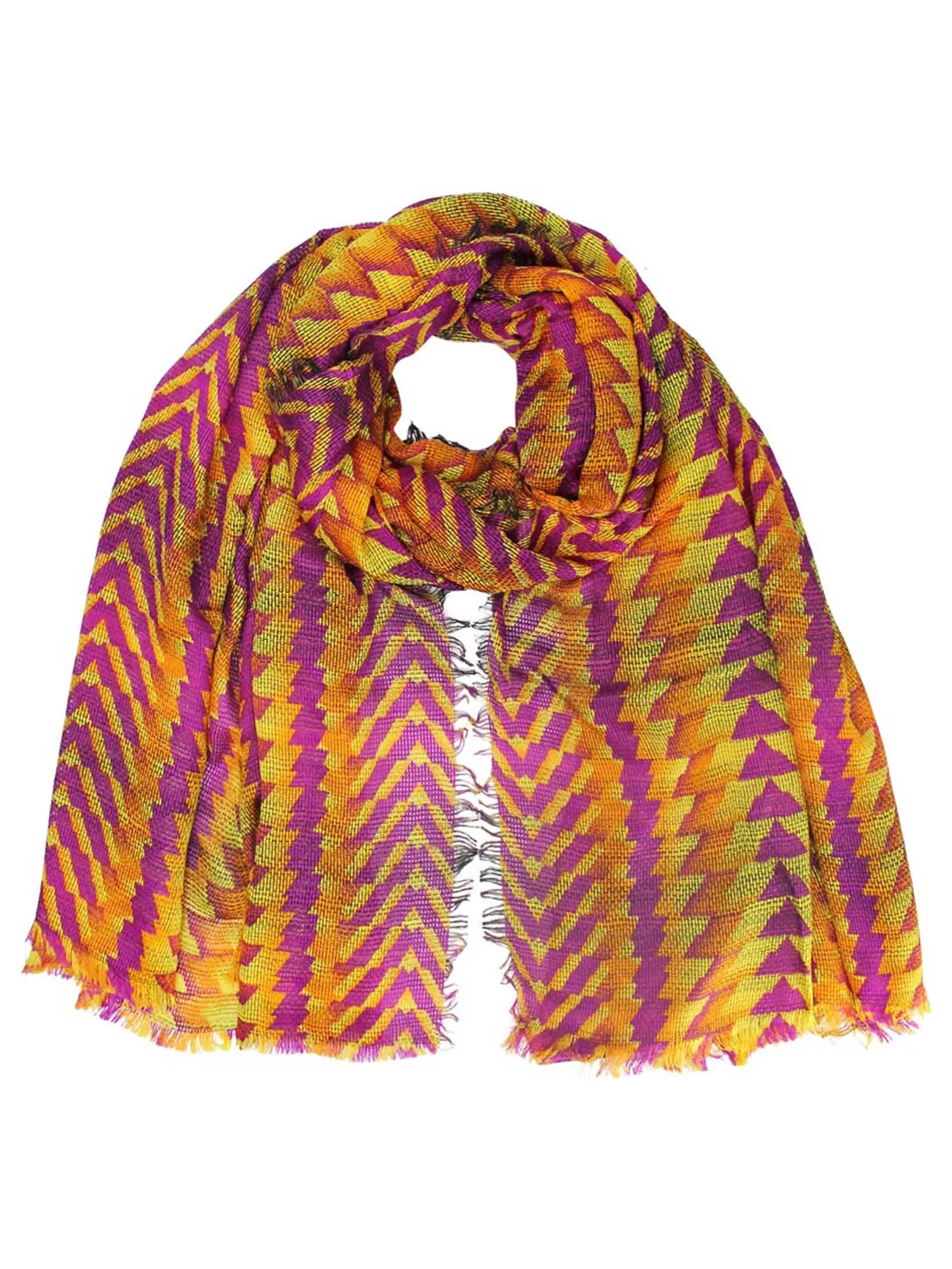 Vibrant Tricolor Tribal Print Scarf Shawl