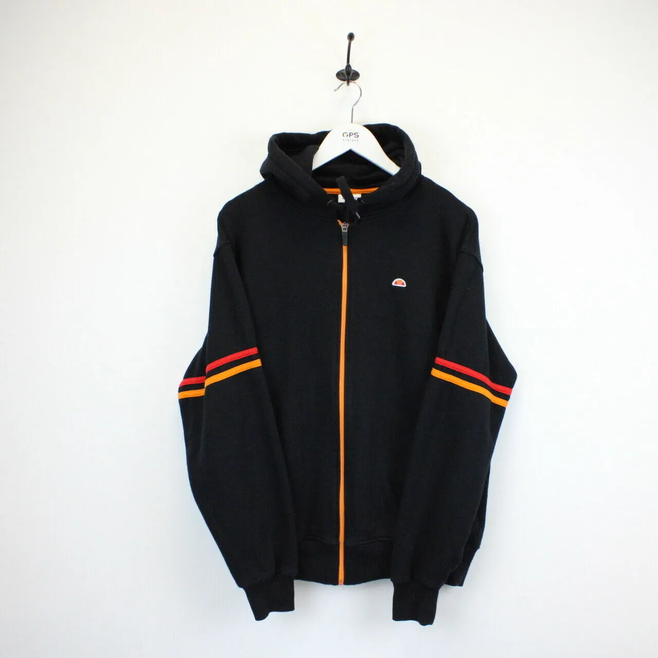 Vintage ELLESSE Hoodie Black | Large