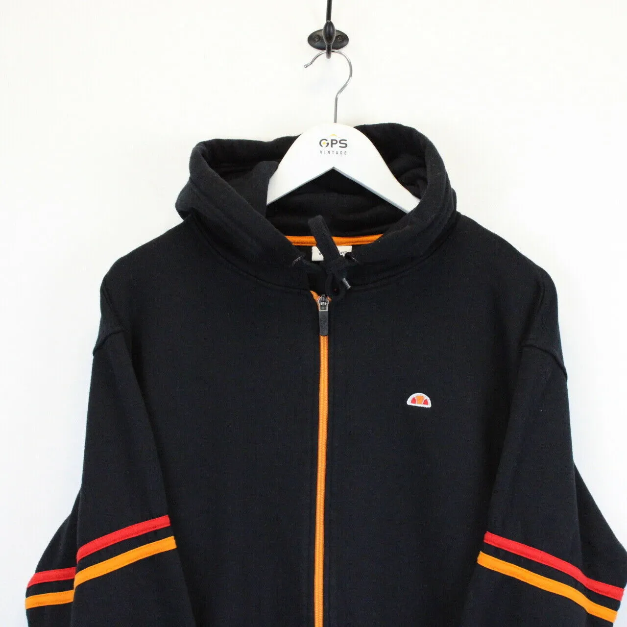 Vintage ELLESSE Hoodie Black | Large