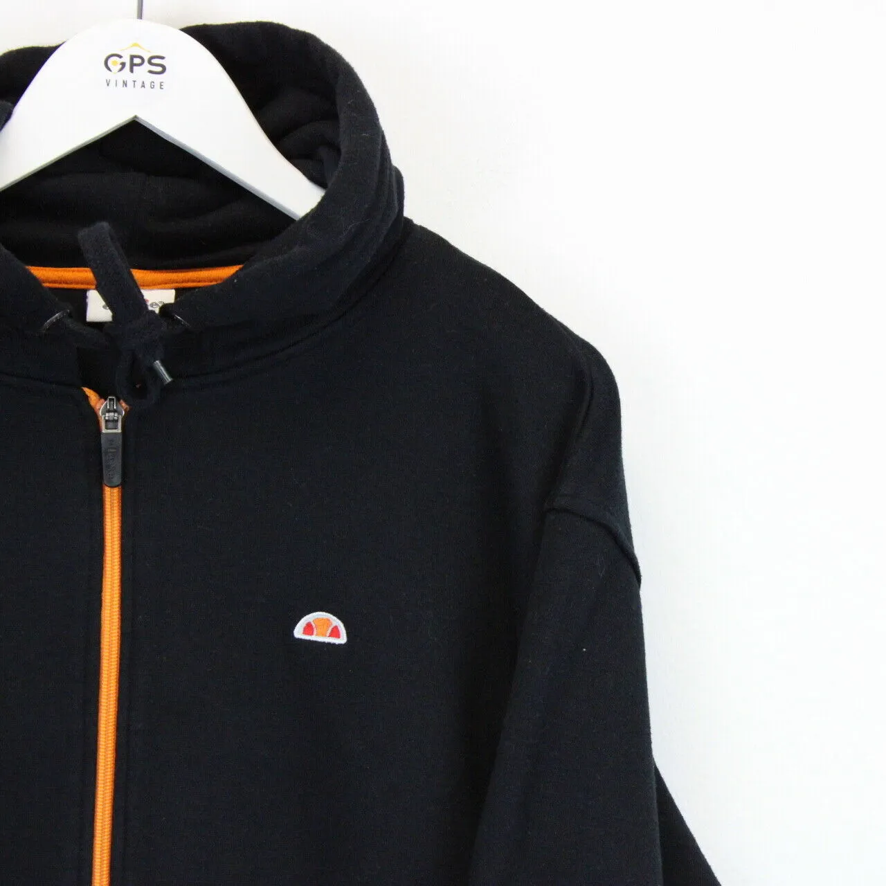 Vintage ELLESSE Hoodie Black | Large