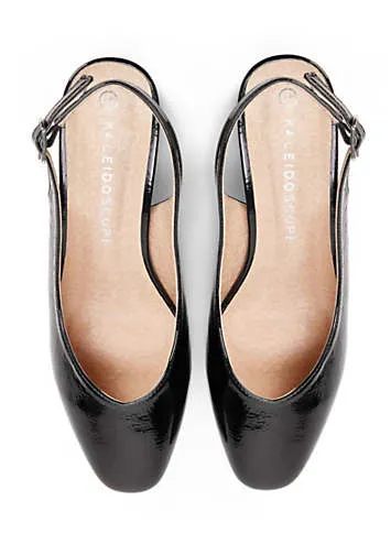 Wide Fitting Slingback Black Patent Court Shoes by Freemans | Look Again