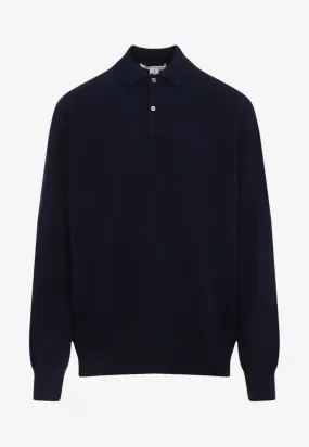 Wool Long-Sleeved Polo Sweater