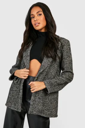 Wool Look Herringbone Oversized Blazer