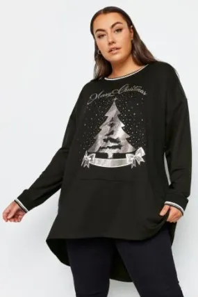 YOURS Curve Black 'Merry Christmas' Sweatshirt